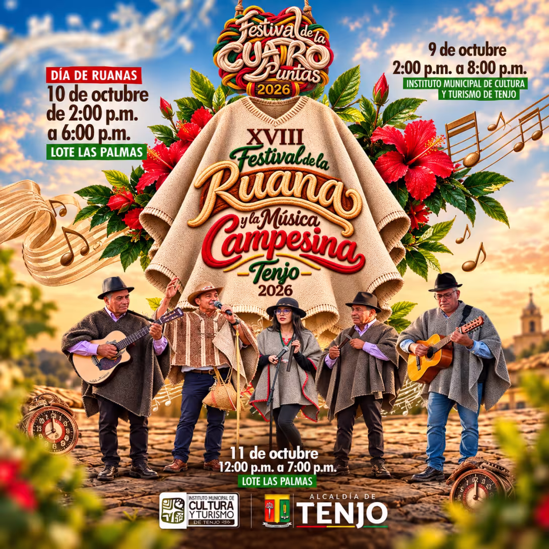 XVIII Festival de la Ruana y la Música Campesina se vivirá en Tenjo en el marco del Festival de la Cuatro Puntas 2026